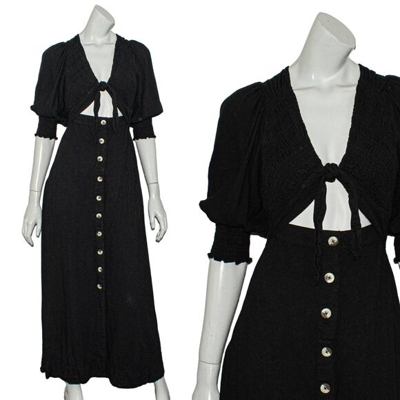 Free People Women's String of Hearts Cutout Maxi Dress Black Size XS - Picture 5 of 11